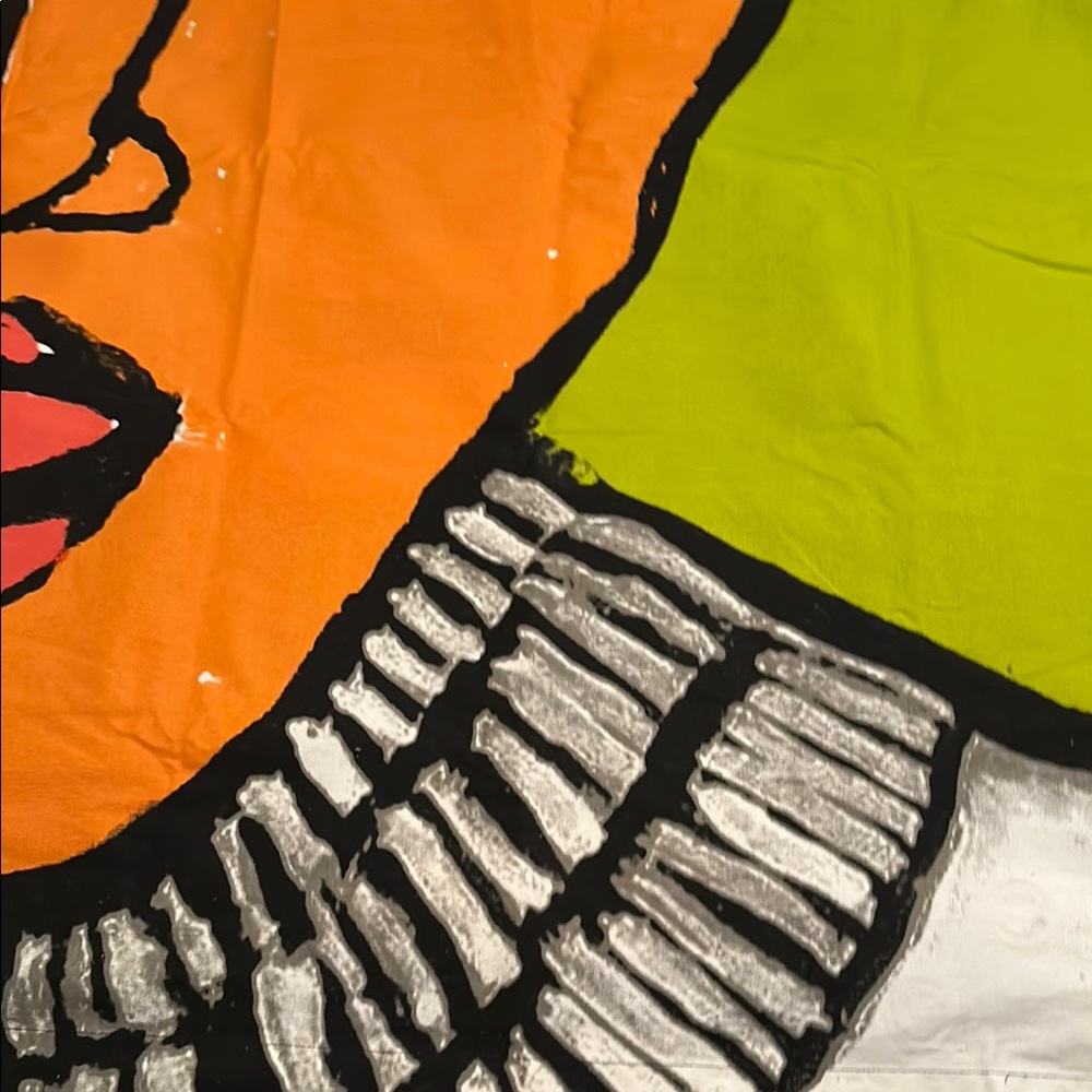 CB2 Abstract Black and Orange Shower Curtain